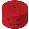 Music Hero Mini speaker wireless rotondo da 3 Watt, con laccetto, 2 ore di musica e chiamate, comandi e microfono integrati, Rosso