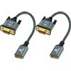 Thsucords Cavo Adattatore HDMI a VGA 0,3M 2 Pezzi, Nylon intrecciato HDMI Femmina a VGA Maschio Extension Extender supporto 720P/1080P PC Computer Desktop Laptop Monitor HDTV Proiettore