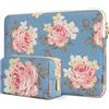 DOMISO Custodia PC Portatile Sleeve 17,3 Pollici,Impermeabile Fiori di Rosa Stampati Laptop Borsa Porta PC Computer con Borsa Accessori Compatibile con 17,3 Pollici HP ASUS dell Microsoft,Blu