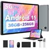RUSHAR Tablet Andriod 15, Tablet 10.4 Pollici, 36GB RAM+256GB ROM(TF 2TB), 5G WiFi/INCELL 2000 * 1200/8000mAh/Octa-Core/13MP+8MP/BT5.0/OTG, 2 in 1 Tablets con Tastiera e Mouse,Grigio