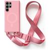 2NSPDRGNI Magnetica Cover con Collana Compatibile con Samsung Galaxy S23 Ultra,Case con Laccio per Il Collo Custodia con Cordino,Pink