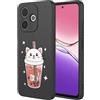 SEAHAI Cover per OPPO A5 Pro 5G/4G, Custodia Ultra Sottile in Silicone Liquido Morbida con Modello Animale di Fiori Carini, Elegante Matte TPU Bumper Antiurto Case - Nero S10