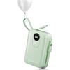 Powelephant Power Bank 20000mAh con Cavi Integrati: Batteria Esterna a ricarica rapida da 22.5W per telefono cellulare,Pacco Batteria USB C (ingresso e uscita),Caricatore Portatile con 4 uscite e 2 ingressi-Verde