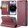 Rerzoiro Cover per iPhone 14 Pro Max Custodia Portafoglio [Blocco RFID] Premium Pelle PU Wallet Case Flip Libro con Porta Carte Slot Supporto Flip Case per iPhone 14 Pro Max, Rosso