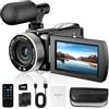 Vmotal Videocamera Digitale 4K, Videoregistratore 48MP Foto/4K 60fps, Videocamera per Principianti per Vlogging, Youtube, con 2 Batterie/Microfono Esterno/Scheda SD/Telecomando