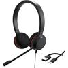 Jabra Evolve 20 - Cuffie stereo certificate Microsoft per softphone VoIP con cancellazione passiva del rumore, USB-C/A, colore nero