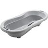 Rotho Babydesign TOP Xtra Vaschetta per bagnetto grande, Con 2 tappetini antiscivolo e tappo di scarico, Ideale per 2 bambini, 0-36 mesi, Stone Grey (Grigio), 20500 0286