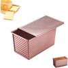 YUNXCNA Stampo per pane con coperchio, 20,6 x 12 x 11 cm, antiaderente, per pane tostato, per pane tostato, porta scorrevole, vassoio per pane con fori d'aria, per pane, toast, torte, rosa