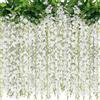 Uhky 2 pezzi 20 rametti di glicine fiori da appendere 1,8 m, ghirlanda di fiori di seta bianca artificiale per arco di matrimonio, feste, giardino, decorazione per la casa (bianco)