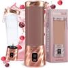 BlendyGo Frullatore portatile mini frullatore elettrico BlendyGo 3 usb ricaricabile tritatutto elettrico frullo piccolo blender smoothie maker trita ghiaccio e frutta congelata (Oro rosa)