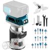 LIROPAU Fresa a batteria compatibile con M-akita da 18 V, 800 W Rifilatore Fresatrice Verticale, Elettrica Fresatrice Palmare Rifilatore, con 6 velocità, taglialegna a batteria con set 16 pezzi (no batteria)