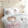 XCQHZYQ Copripiumino Singolo Ragazza dei cartoni animati Cigno 150 x 200 cm Bianco Set di Biancheria da Letto in Poliestere Cotone per Bambini, Set Copripiumino in Morbido con Federa a Cerniera