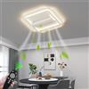 Stesulfr Ventilatore da soffitto con luce LED Ventilatore silenzioso senza pale con telecomando dimmerabile Ventilatore quadrato creativo in acrilico 90W 6 velocità adatto camera da letto ristorante c