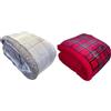 Tata Home Coperta Pile Plaid Divano e Letto Pesante e Caldo Peluche con Retro Sherpa Fantasia Scozzese Misura 200x230 cm Tartan Beige