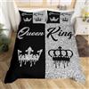 Homemissing Copripiumino matrimoniale per letto matrimoniale e king size, con corona, colore nero e grigio, per adulti, coppia, uomini e donne, regalo per San Valentino, matrimonio, per lui e per lei,
