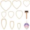 BENECREAT Set di 10 Accessori per macramè, Sagoma in Legno a Forma di Foglia per macramè, 9 Stampi da Taglio in 3 Stili e 1 Pettine in Acciaio Inossidabile per Realizzare Nappe a Piuma in macramè