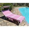 Vico Casa® Telo Mare per Lettino PALAU 75x195cm in cotone, Rosa/Telo lettino, piscina, spiaggia con cuscino, tasche e sacca portatelo