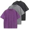 HOUZONIY 3PC T-Shirt Basic Oversized a Maniche Corte, Magliette Larghe Uomo, Washed Heavy T-Shirt Uomo, Casual, per Palestra(Viola/Grigio/Nero XL)