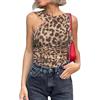 Sukiglam Bodys Donna Sexy Senza Maniche Leopardato a Rete Body Suit con Chiusura a Scatto Estivi Elegante Ruche Canotta Casual Asimmetrica Magliette Aderente Y2k Top Festa Club Discoteca Streetwear