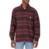 Carhartt Rugged Flex Relaxed Fit Midweight Flannel Fleece-Lined Shirt Camicia da Lavoro Button Down, Dark Brown Stripe, S Uomo