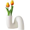 PhiDor Vaso da fiori in ceramica a forma di tubo intrecciato bianco per decorazione, vasi astratti moderni minimalisti, vaso decorativo per centrotavola, cucina, ufficio, soggiorno, decorazione