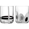 LEONARDO HOME BANDA NERA Bicchieri - Set da 2 pezzi - 300 ml - Vetro fatto a mano - Effetto bianco e nero - Bicchiere acqua - Bere analcoliche - Due disegni in set - Lavabile in lavastoviglie