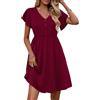 Zeagoo Abiti da Donna Estate Manica Corta con Volant Abito Tinta Unita Mini Abito Casual Peplo al Ginocchio Abito Midi Abito da Spiaggia Verde M