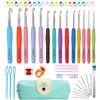 Qurxuanwe 54 Pezzi Set Uncinetti con Custodia, 14 Pcs Uncinetto Generic 2 mm-10 mm, Accessori Uncinetti Impugnature Gomma Ergonomici, Kit Attrezzo Ferri Maglia DIY per Principianti, Ragazze, Donne, Mamma Regalo
