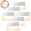da LIGHT Luce notturna con sensore di movimento, batteria interna, 6 pezzi, illuminazione a LED, illuminazione per scale, illuminazione per armadio, auto on/off, sensore luce 3000 K, luce bianca