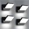 ledmo 4 Pezzi 60W Applique da Parete Esterno/Interno 360° Lampade da Esterno Regolabile Applique Esterni per Terrazza Corridoio Giardini, Nero, 126 LEDs, 5000 Lumen, Bianco Freddo 6000K, IP65