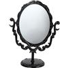 Fomiyes, specchio cosmetico vintage da donna con supporto da tavolo a due lati girevole per bagno, camera da letto, 1 pezzo (nero)