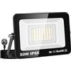 Willpower Faretto LED Esterno 50W 5000LM, Faro LED con Spina Proiettore LED 3000K Bianco Caldo IP66 Luce di Sicurezza a LED Illuminazione per Garage Giardino Cortile Patio Piazza Officina