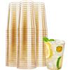 CYH 50 bicchieri in plastica glitterata color oro, 300 ml, bicchieri in plastica trasparente multiuso, riutilizzabili, eleganti tazze per feste, perfetti per succhi, birre, cocktail, frullati, frutta