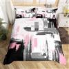 Loussiesd - Set di biancheria da letto con copripiumino per bambini, moderno, arte astratta, rosa, bianco, nero, per camera dei ragazzi, leggero, retrò, copriletto king size