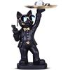 Oliruim 30 cm di altezza divertente scultura decorativa gatto nero con contenitore per caramelle - adorabile statua di gatto con vassoio portaoggetti per soggiorno, vassoio portachiavi per ingresso