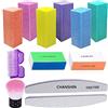 CHANSHIN Blocco tampone per unghie, blocco lucidante per unghie, professionale, grana 120, per unghie in gel, lucidatura a 4 lati, lime per unghie 100/180, pennelli per unghie (multicolore)