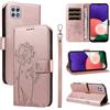 Bravoday Cover per Samsung Galaxy A22 5G, Custodia in PU Pelle Portafoglio Flip Schede con Slot per Carte, Magnetica Antiurto Cover per Galaxy A22 5G, Oro Rosa