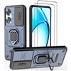 DERHAN Cover per OPPO A60 4G con Vetro Temperato [2 Pezzi], Custodia Antiurto con Copertura Scorrevole Della Fotocamera e Supporto - Blu