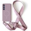 2NSPDRGNI Magnetica Cover con Collana Compatibile con Samsung Galaxy S24 Plus/Galaxy S25 Plus,Case con Laccio per Il Collo Custodia con Cordino,Rose Gold