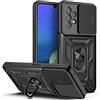 BORYA Cover per Samsung Galaxy A53 5G, Antiurto Silicone PC + TPU Bumper Custodia, Premio Militare Antigraffio Caso con Magnetico 360° Supporto e Copertina Telecamera. Nero