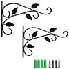 Loopunk 2 Pezzi Ganci da Parete per Pianta, Ganci per vasi sospesi,Gancio da Parete in ghisa Viti Supporto per Lanterna per Appendere cesti di Piante, Lanterne，Nero