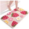 QJHOMO Tappeto da bagno beige, fragola, antiscivolo, lavabile, colorato, in morbida microfibra, assorbente, 45 x 65 cm