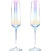 Gutsdoor Set di 2 calici da champagne in cristallo, iridescenti, per matrimonio, Natale, San Valentino, applausi