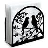 Doodlream Portatovaglioli decorativo in metallo nero con uccelli su ramo, 12 x 12 x 5 cm, per casa, cucina, ristorante, picnic, feste, caffè, bar, sala da pranzo