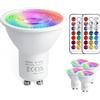 VARICART Lampadina GU10 RGB, 4 Faretti LED GU10 Colorata Dimmerabili con Telecomando, 5 Watt 450 Lumen, Luce Bianco Freddo 6000K, 220V