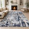Capslpad - Tappeto astratto blu navy 160x230 cm - tappeto moderno a pelo corto e morbido in finta lana - tappeto lavabile per interni - antiscivolo - minimalista - tappetino per pavimento - tappeti