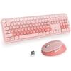 SbocKeeb Tastiera e Mouse Senza fili,Americana QWERTY Cute Tastiera Wireless con Tastierino Numerico,2.4 GHz Retro Macchina Da Scrivere Full-size with Tasti Rotondi（Gradient Pink）