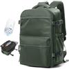 BOXSAM Zaino Sottovuoto Viaggio Con Pompa Zaino Esayjet 45x20x36 Aereo Bagaglio a Mano Borsa da Cabina per Donna Uomo Zaini 15.6 Pollici Porta PC Casual Impermeabile Daypack Verde.