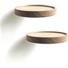 anaan Coracle Mensola da Muro Rotonda Mensole Parete Legno Set 2 Ø15cm