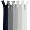 MARARDI [Pack 5 Cerniere Invisibili [Grigi] Nylon [60 cm] Chiusure Lampo per Cucito e Artigianato per Stoffa Vestiti Borse per Cucire a Macchina Tessuto di Cotone con Chiusura in Metallo